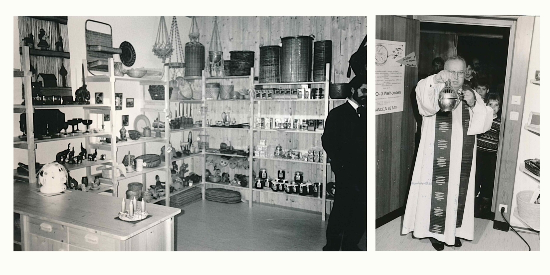 Eröffnung und Segnung des Bepo-Dritte-Welt-Ladens durch Stadtpfarrer Walter Schwarz im Kontaktzentrum - Steinamangererstraße 11