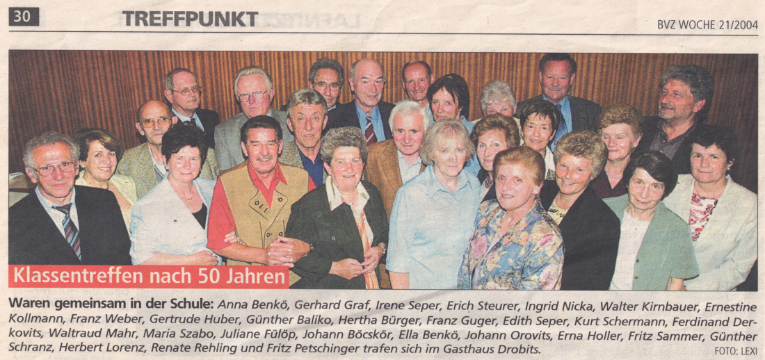 50-jähriges Klassentreffen der Hauptschule Oberwart