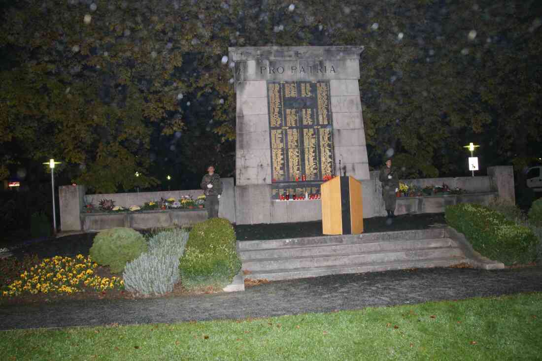 Ehrenwache des Jägerbataillons 19: Heldenehrung vor den Denkmälern im Stadtpark