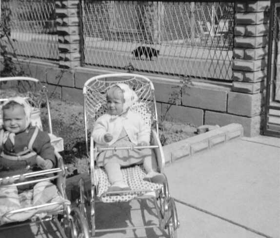 Im Kinderwagen: li Marlene Ruiter und re Christa Gangoly (Stiftergasse 9)