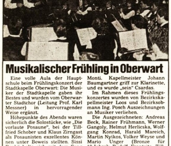 Konzertbericht in der BF vom 23. Apr. 1984: Stadtkapelle - Musikalischer Frühling