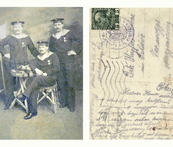 Bildpostkarte von Johann Miertl (Quartiermeister der k.u.k. Kriegsmarine, *1887/+1976) an seine Schwägerin Frau Hupfer