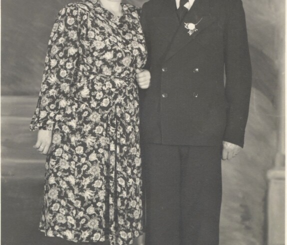 Das Hochzeitspaar Eszter Böcskör (verw. Oswald, *1915 / +1986) und Ludwig Ulreich (*1911 / +1993)