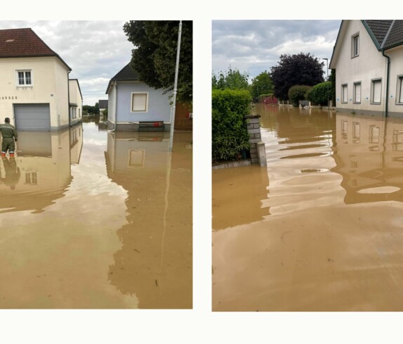 Hochwasser - St. Martin nach enormen Regenmengen am 8. und 9. Juni 2024: Blick in den Brunnriedweg gegen NW