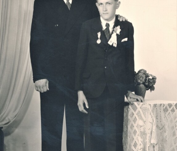 Röm. kath. Pfarre St. Martin: Firmung von Franz Körper (*1938/+1988) mit Paten Josef Simon (*1929/ +2000)