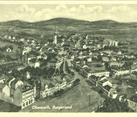 Gemalte Ansichtskarte: Blick entlang der Wienerstraße in Richtung SO