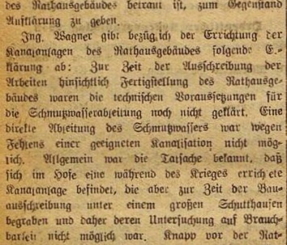 Oberwarter Zeitung vom 21. Mai 1950: Fertigstellung der Kanalanlage des Rathausgebäudes