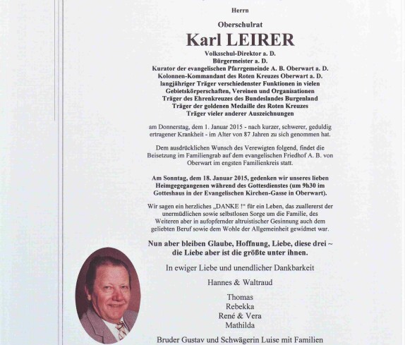 Parte: OSR Karl Leirer (*1927/+2015)