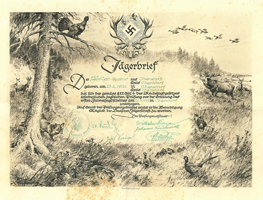Jägerbrief von Gustav Pfeiler (*1902/+1991) aus dem Jahr 1942