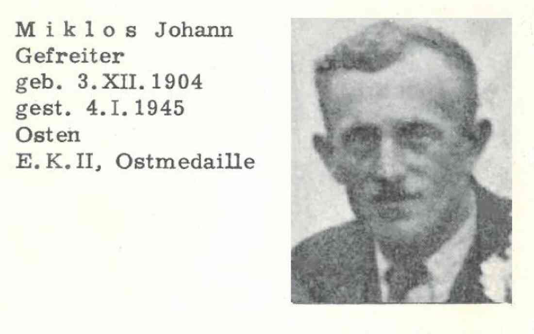 "Janos" Johann Miklos - Gefreiter (*1904/+1945) - gefallen als Soldat der Deutschen Wehrmacht / Graf Erdödystraße 77