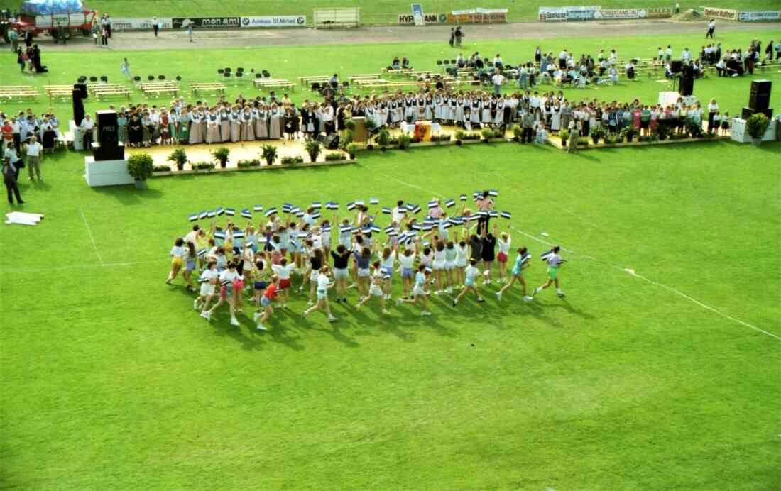 50 Jahre Stadt Oberwart: Sportfest im Stadion - Fähnchenparade