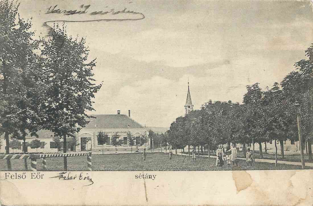 Ansichtskarte: "Felsö Eör - Sétány" / Oberwart - Promenade