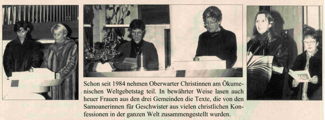Ökumenischer Weltgebetstag in den drei Christlichen Kirchen (reformiert, röm. kath., evang. AB) -  Horvath/Rössl/Hadadi/Eigenbauer