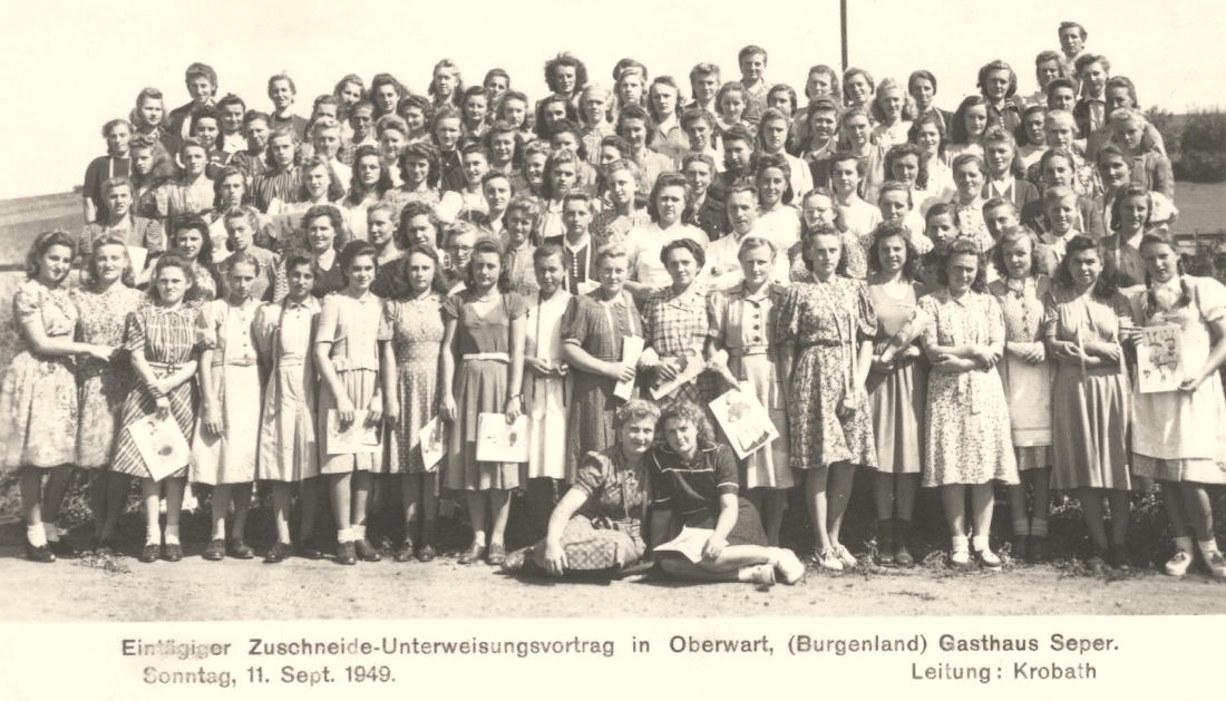 Gruppenbild: Zuschneide-Unterweisungsvortrag im Gasthaus Seper