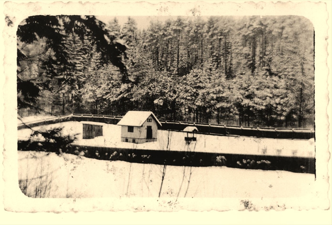 Tischlermeister und Imker Gustav Pfeiler (*1902/+1991): Bienenzuchthütte im Bereich der alten Straße in Richtung Steinbrückl ("Középhegy" / Mittelberg)