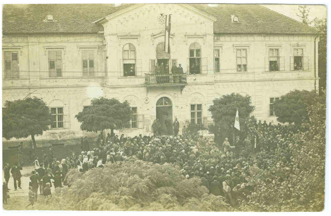 "Freischärlerstaat" Leithabanat (Lajtabánság ung. oder Leitha-Banschaft): Festveranstaltung anlässlich der Proklamation vor dem Bezirksgericht