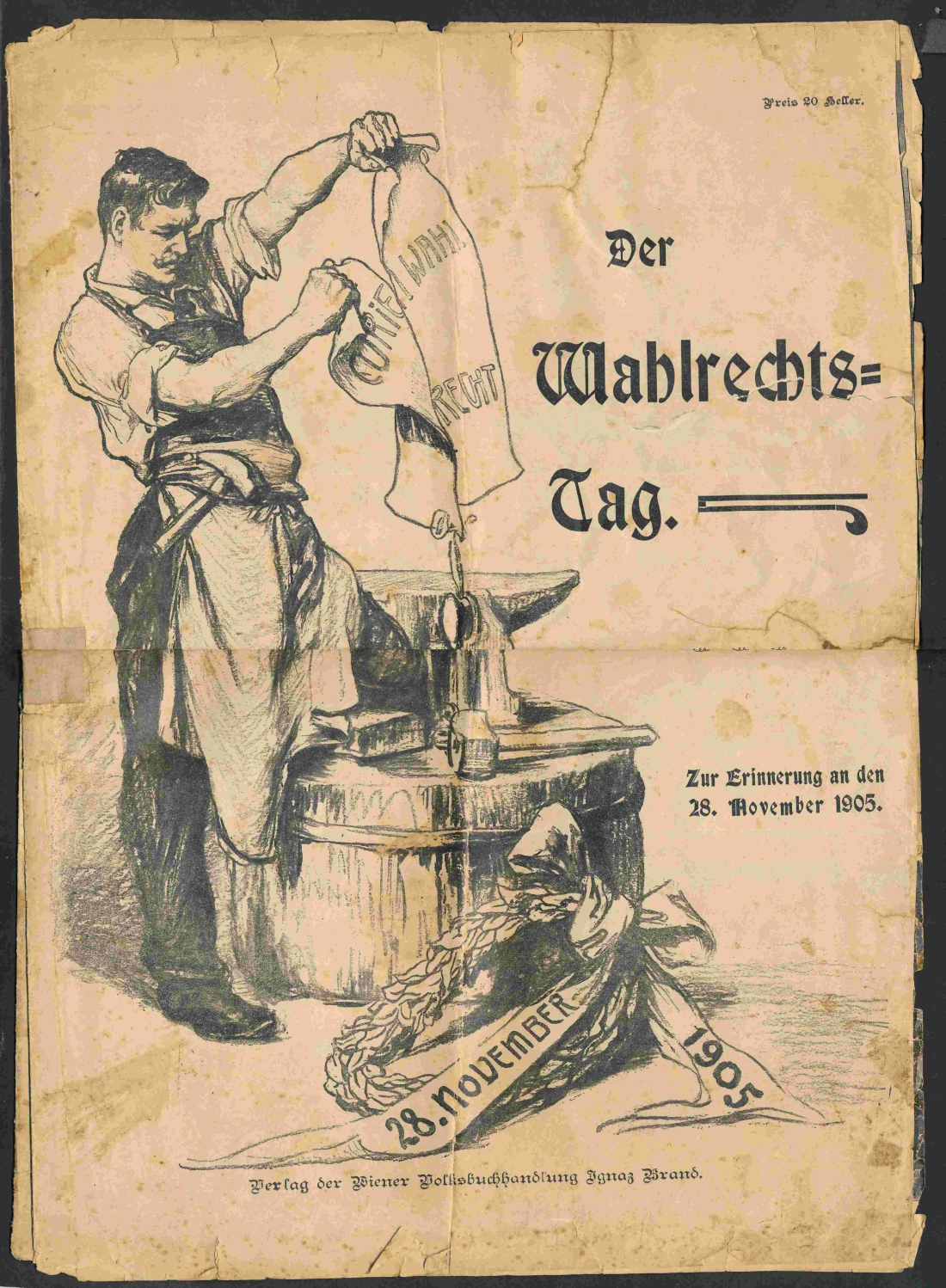 Zur Erinnerung an die Wahlrechtsdemonstration der Arbeiterschaft in Wien am 28. November 1905