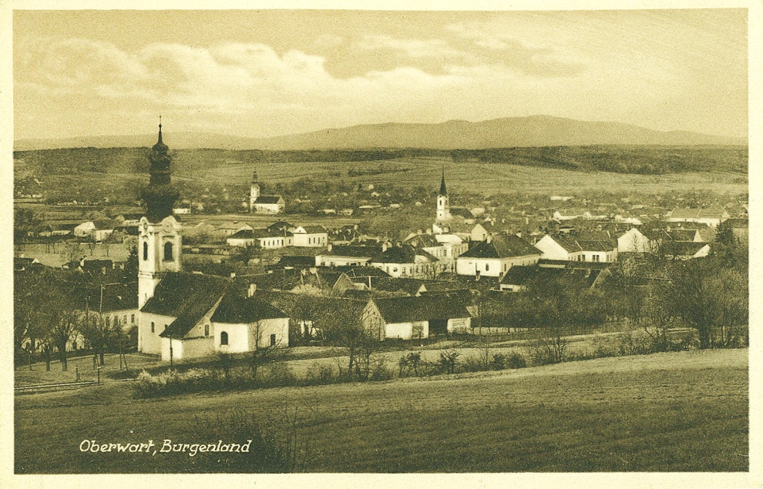 Ansichtskarte: Blick gegen W auf die drei Kirchen und die Synagoge