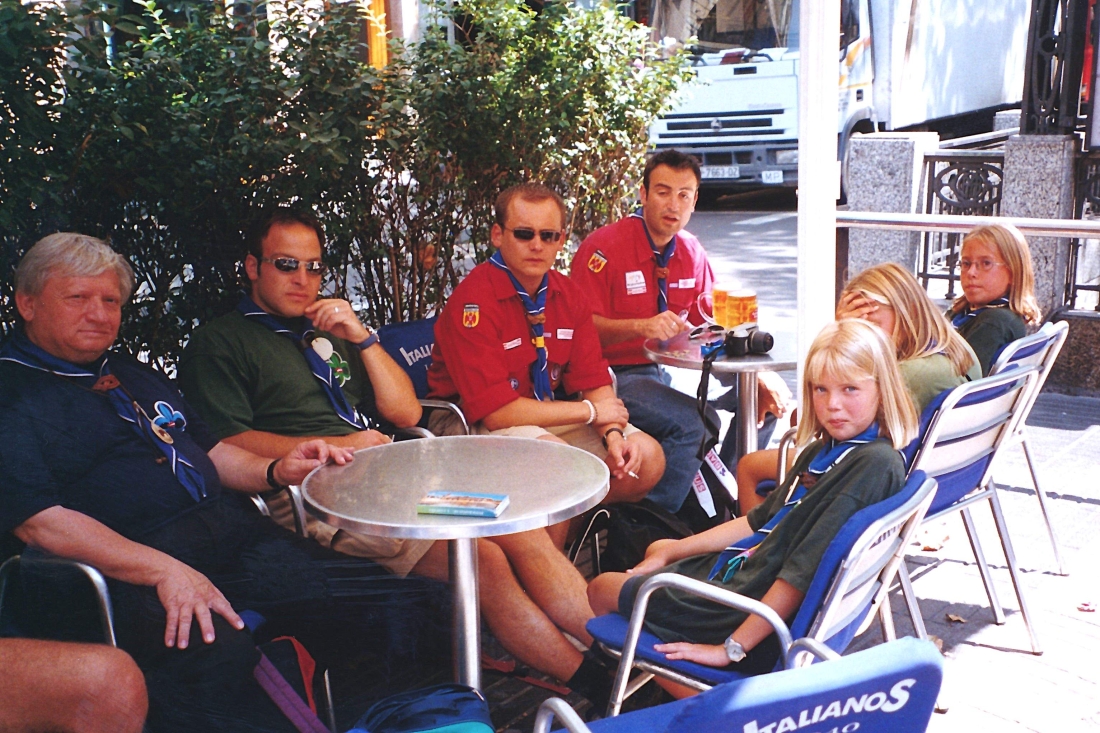 Pfadfingergruppe in Can Girona-Barcelona/Spanien anlässlich eines Int. Lagers - Samer/Schmalz/Raba/Traxler/Molnar