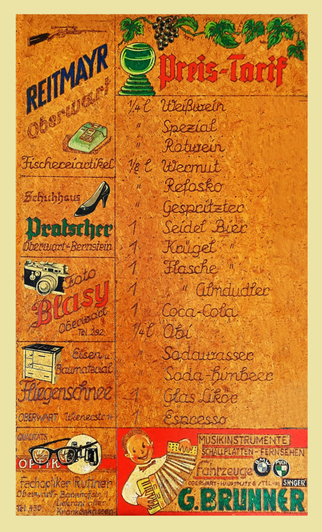 Hotel Restaurant Kantor - Wienerstraße 56: Preistafel