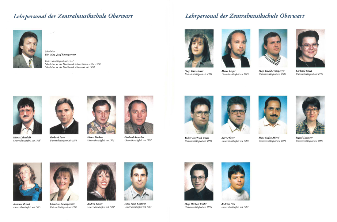 Zentralmusikschule (Ambrosigasse 13): Das Lehrerteam zur Zeit des 50-jährigen Jubiläums
