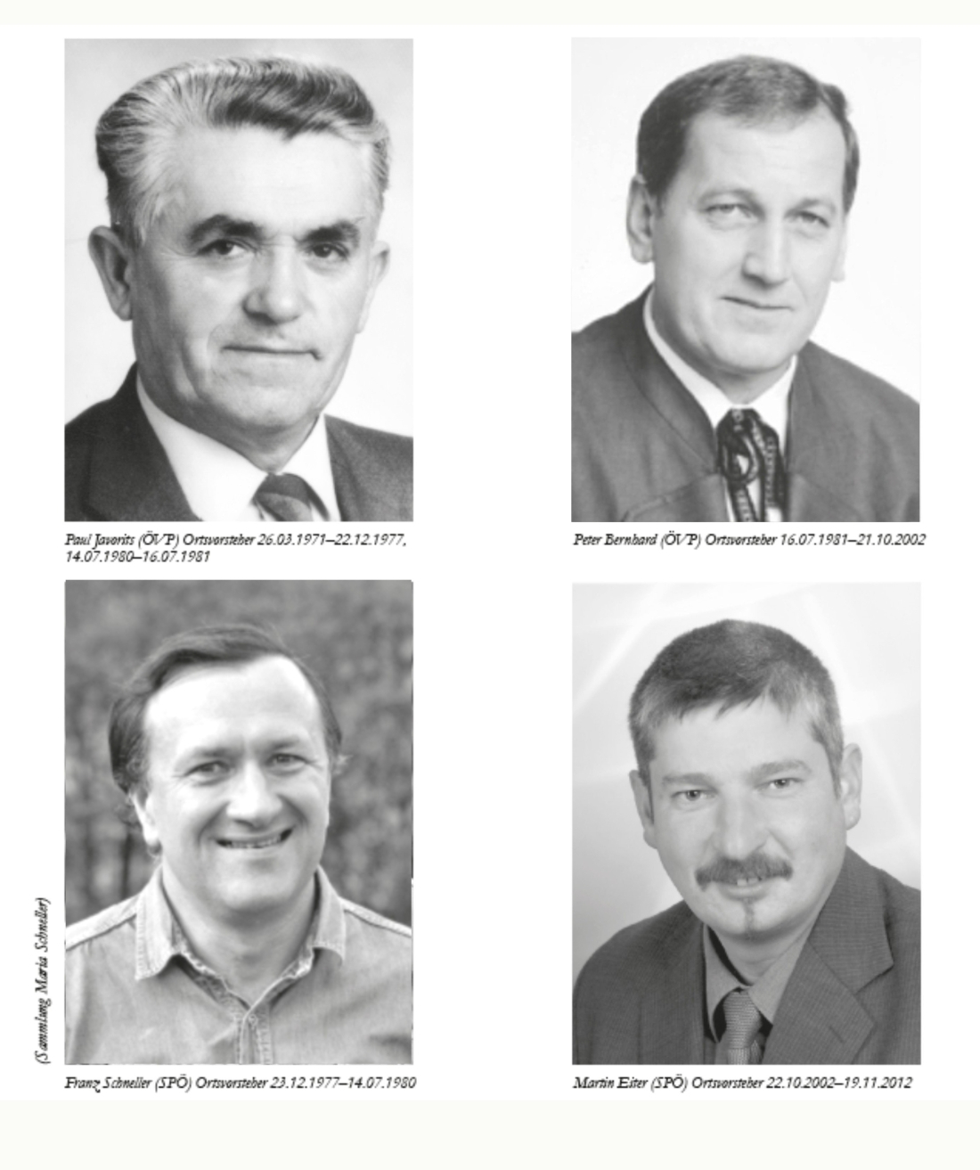 St. Martin: Ortsvorsteher von 1971 bis 2012 (Javorits/Schneller/Bernhard/Eiter)