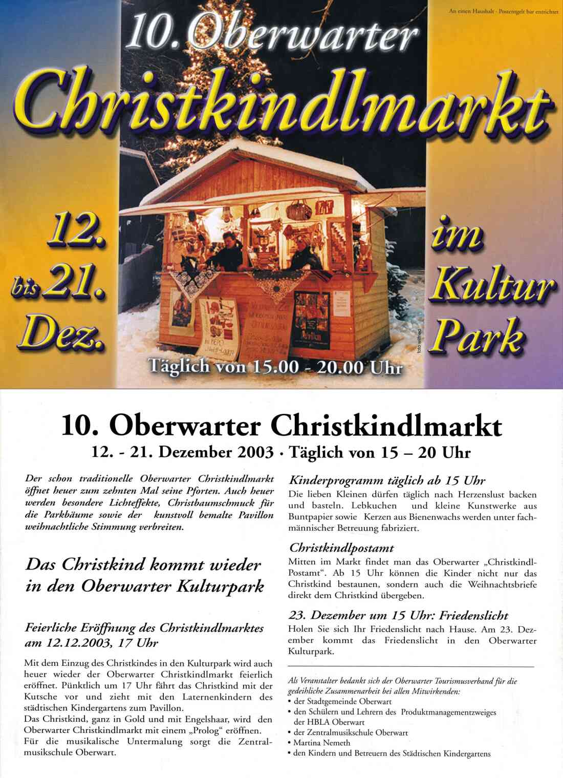 10. Oberwarter Christkindlmarkt: Postwurf