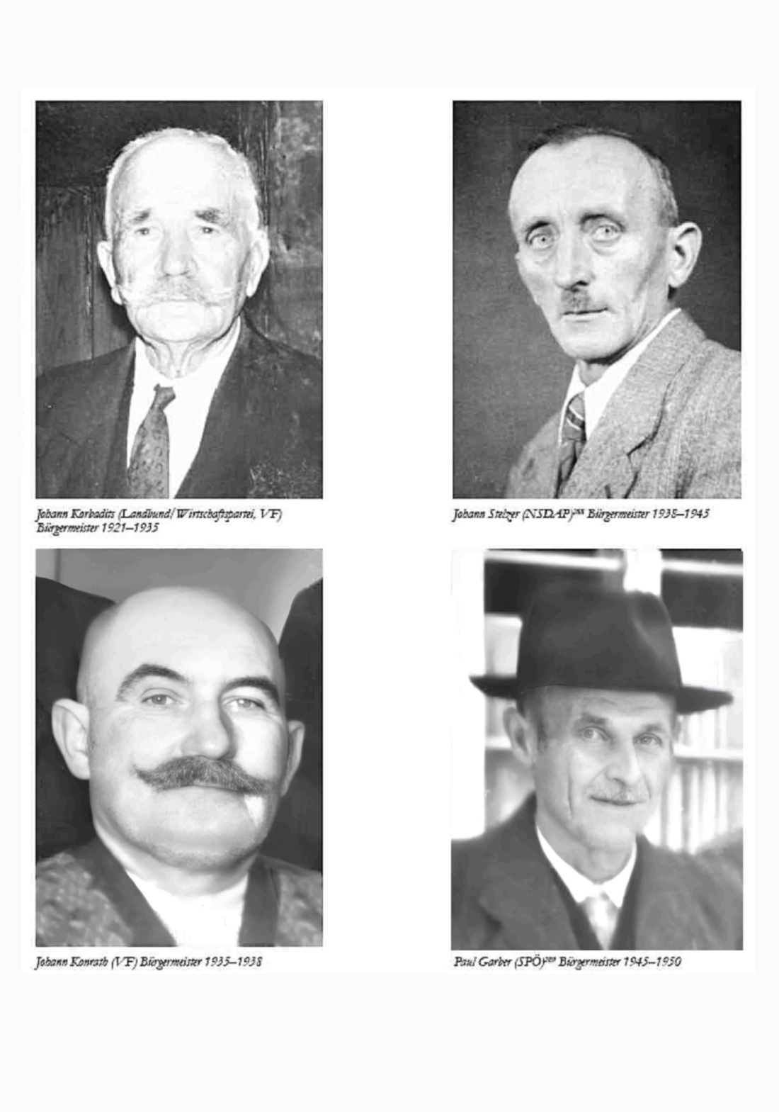 St. Martin: Bürgermeister von 1921 bis 1950 (Korbadits/Konrath/Stelzer/Garber) - Portraits