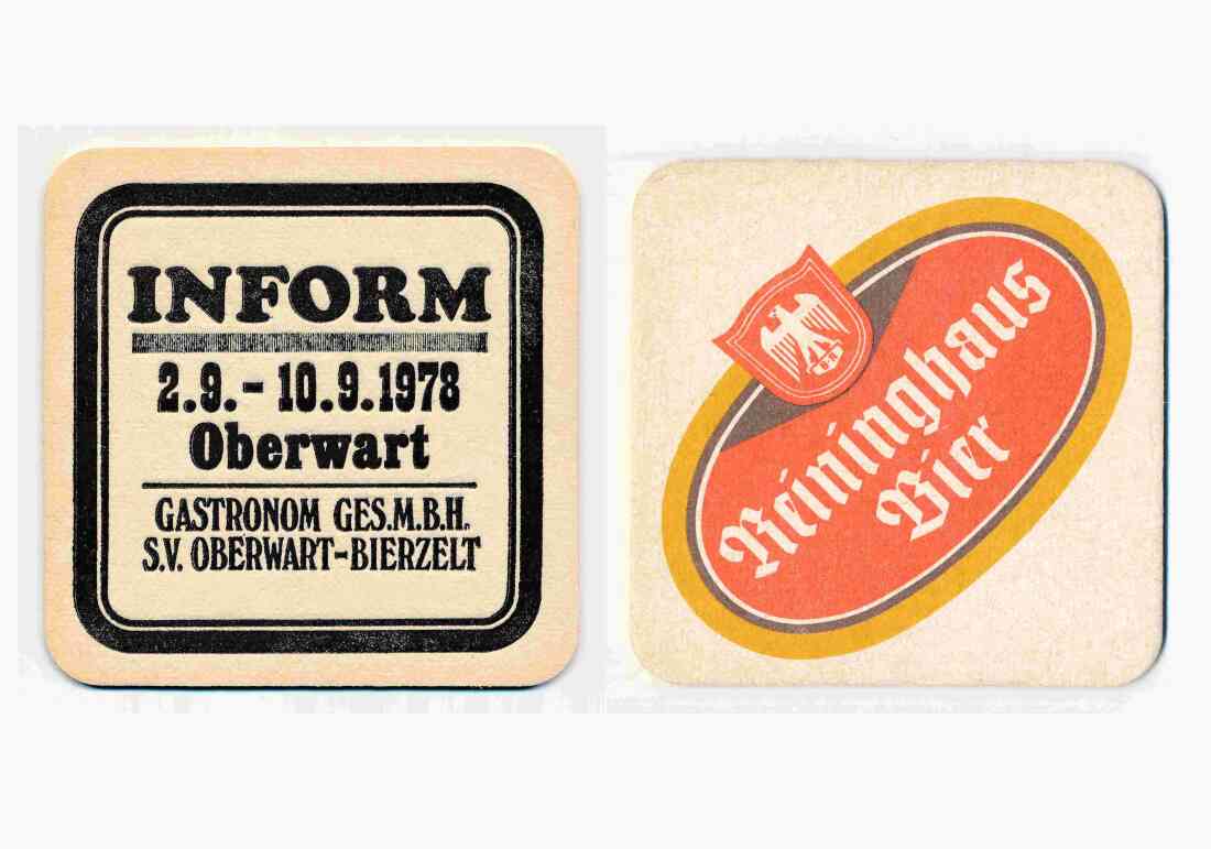 Inform: Reininghaus Bierdeckel der Gastronom GesmbH / SV Oberwart - Bierzelt
