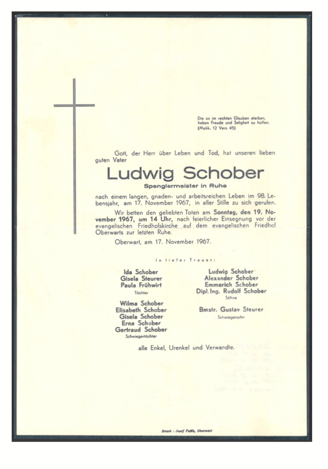 Parte: Ludwig Schober sen. (*1870/+1967)