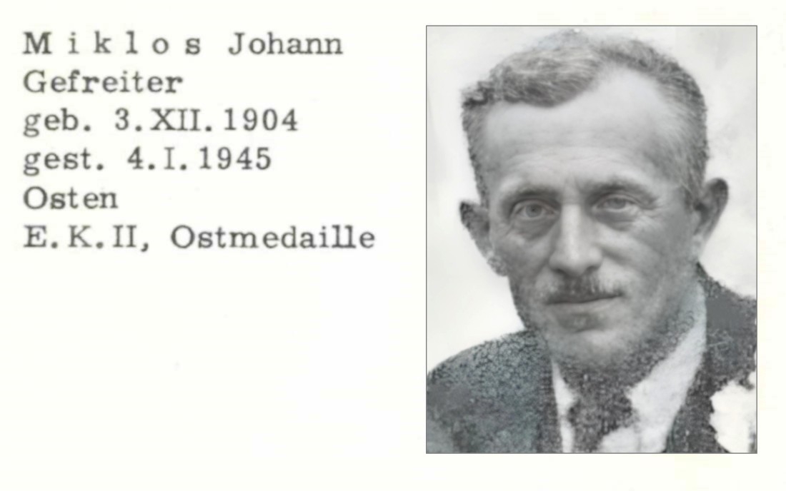 "Janos" Johann Miklos - Gefreiter (*1904/+1945) - gefallen als Soldat der Deutschen Wehrmacht / Graf Erdödystraße 77