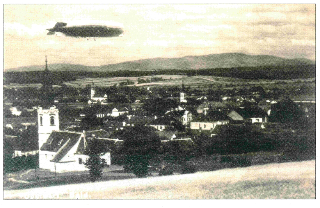 Ansichtskarte: Luftschiff über Oberwart