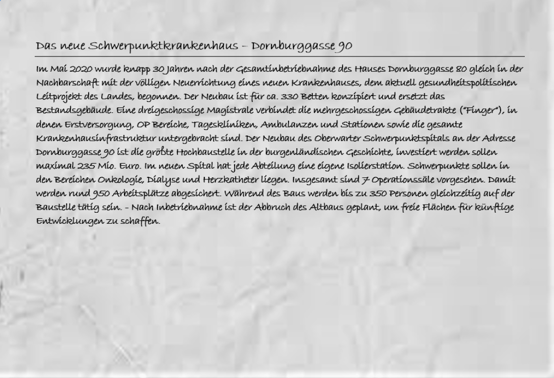 Klinik Oberwart - Schwerpunktkrankenhaus Dornburggasse 90: Konzept / Beschreibung
