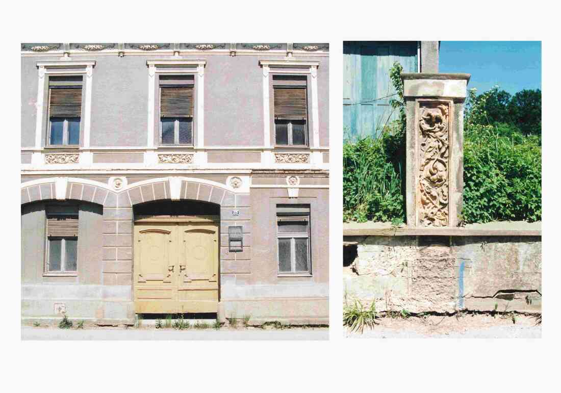 Zwei Detailaufnahmen der Fuith-Villa (OW 595/ Steinamangererstraße 25)