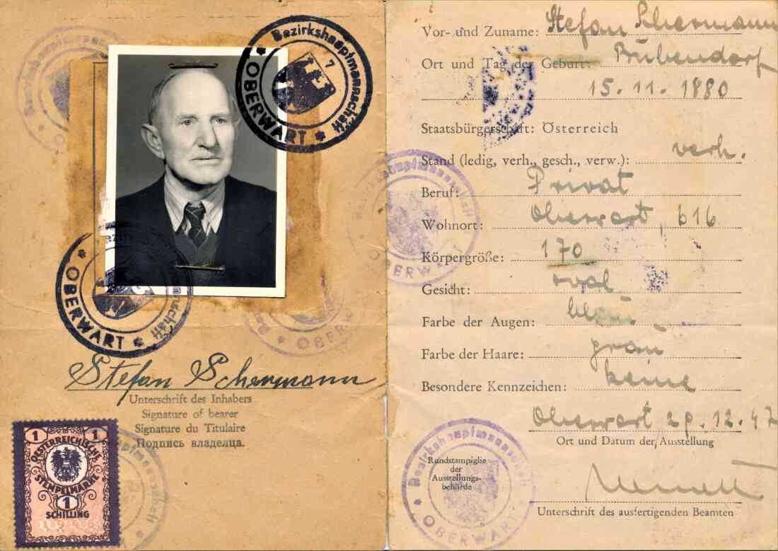 Identitätsausweis Stefan Schermann sen. *1880/ +1965