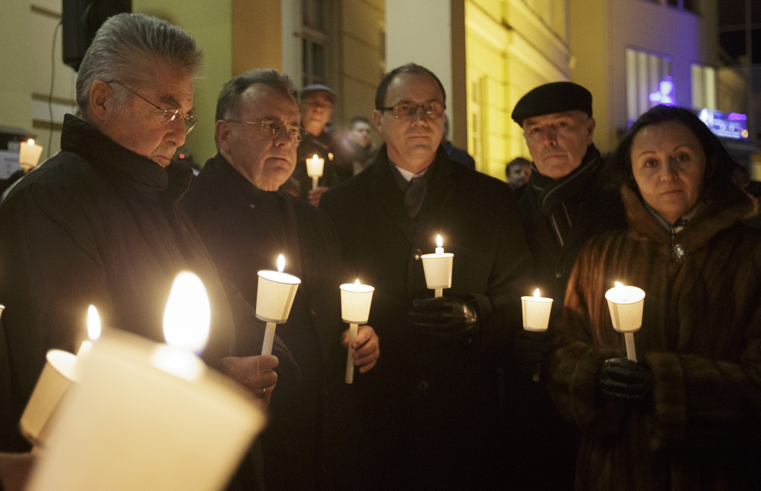 Roma: Gedenkfeier " 20 Jahre Attentat von Oberwart" am 4. Feber 2015 - Fischer/Niessl/Steindl/Rosner/Resetar
