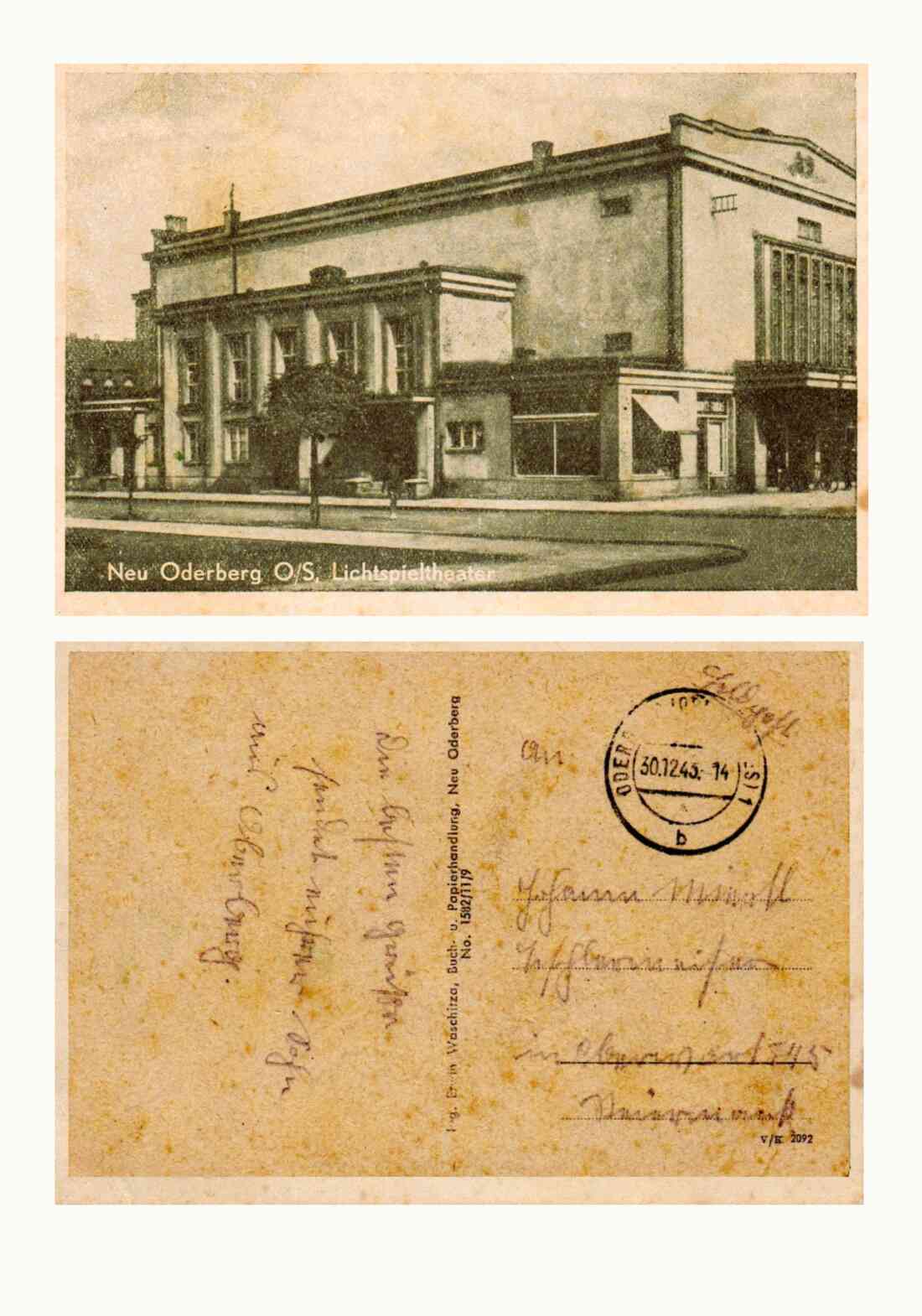 Soldat Johann Miertl (*1925/+1944 gefallen im II. Weltkrieg): letzte Feldpostkarte an die Eltern bevor er am 7. Feber 1944 in der Ukraine fiel