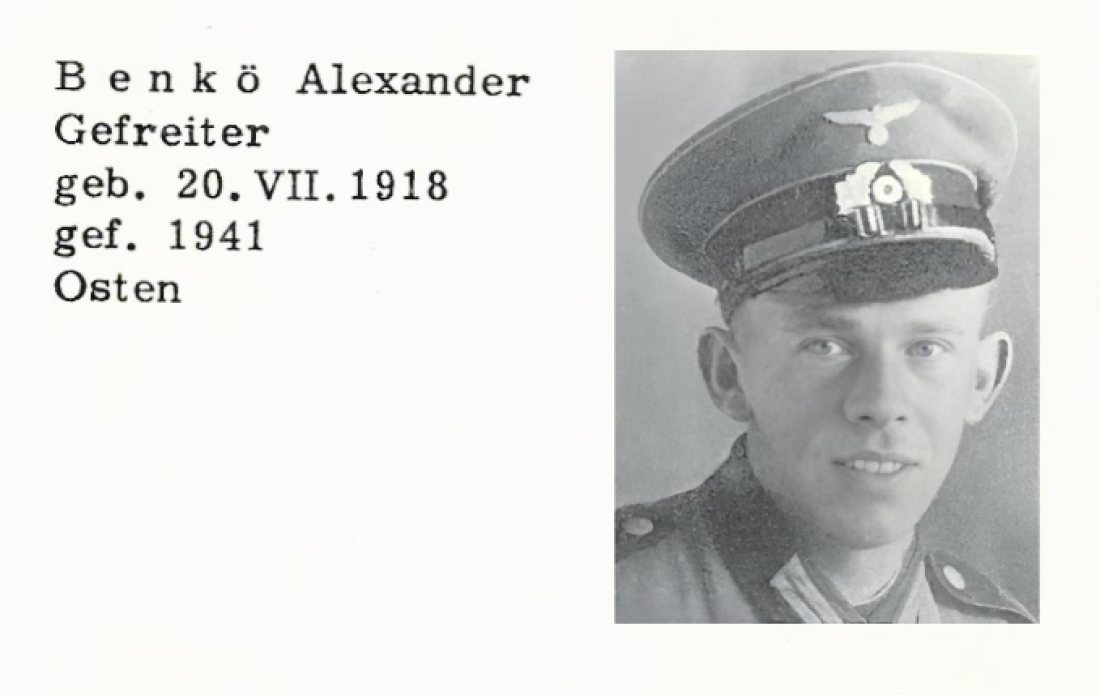 Janos / Alexander Benkö - Gefreiter (*1918/+1941) - gefallen als Soldat der Deutschen Wehrmacht im "Osten" - OW 353 (Falkengasse 1)