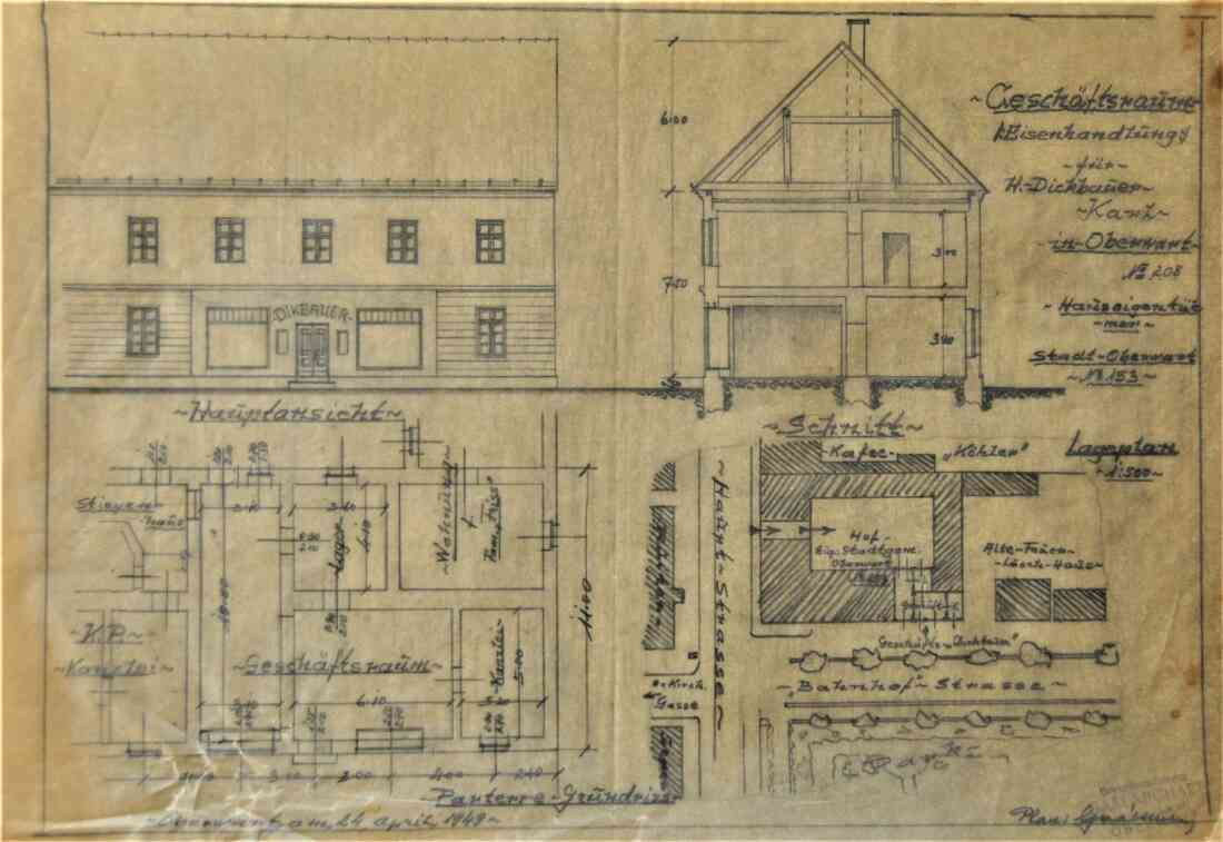 Plan für einen Geschäftsraum der Firma Dickbauer von Baumeister Michael Gaal (Wienerstraße 2 - früher OW 153)