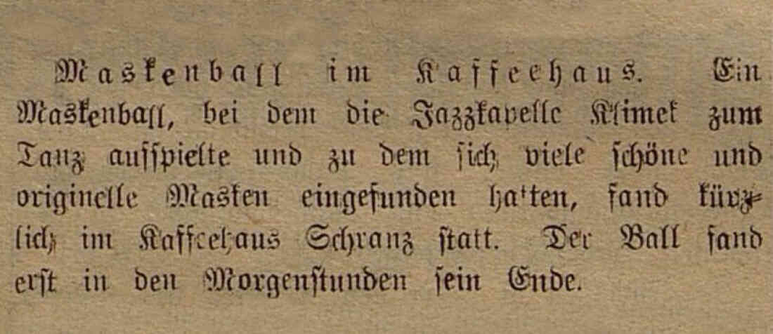 Kurzbericht in der Oberwarter Zeitung vom 26. Feber 1950: Maskenball im Kaffeehaus Schranz OW 590 / Wienerstraße 4