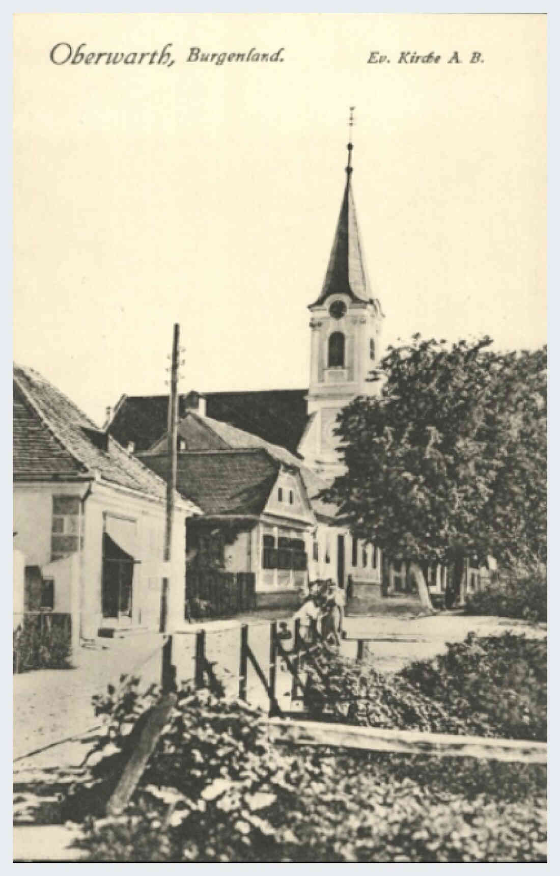 Ansichtskarte: Evang. Kirchengasse von der Gorellbrücke aus gesehen