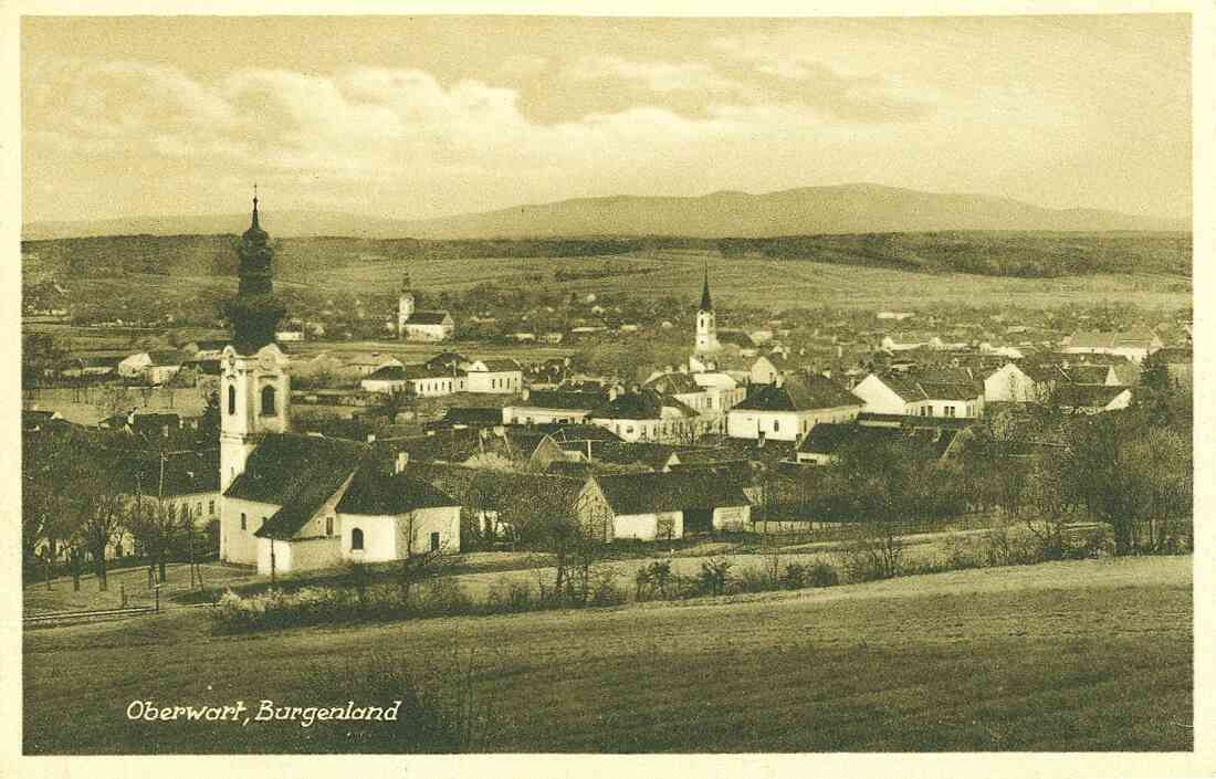 Ansichtskarte: Blick gegen W auf die drei Kirchen und die Synagoge