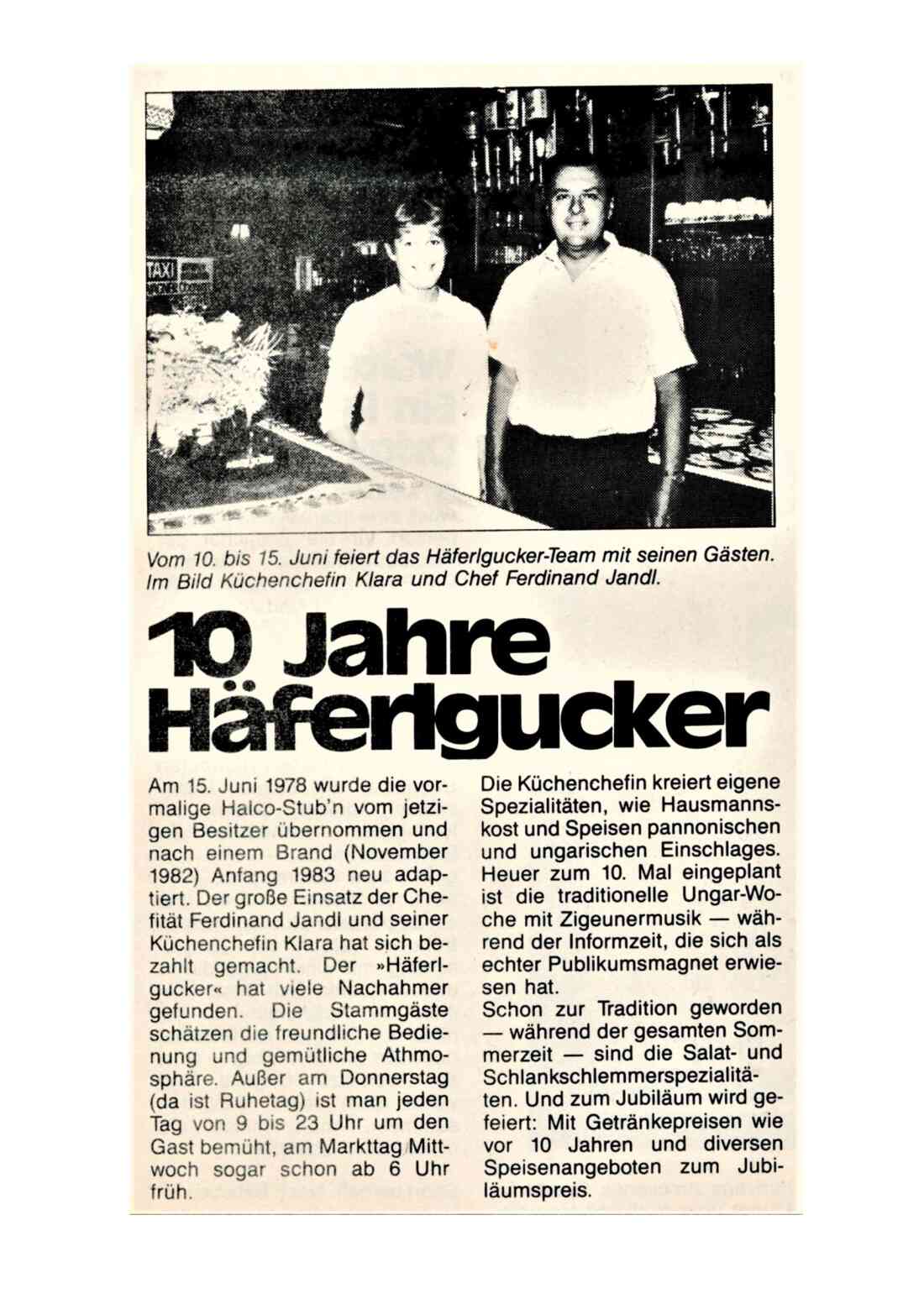 "10 Jahre Häferlgucker": Artikel in der BRO vom Mai 1988